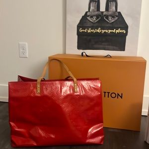 Authentic 🍒Cherry Red Louis Vuitton Extra large tote